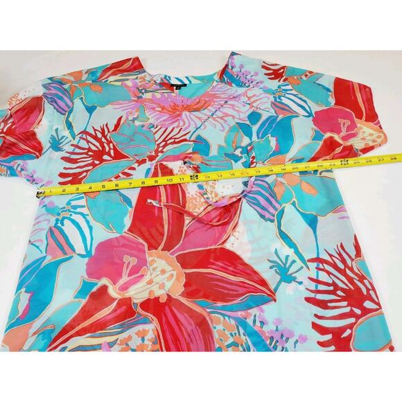 Talbots Womens Medium Maxi Dress Swim Cover-Up ResortWear Cruise Colorful Floral - Picture 7 of 9